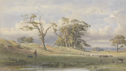 Old British Camp i Bulstrode Park, 1860 (wc över grafit på papper)